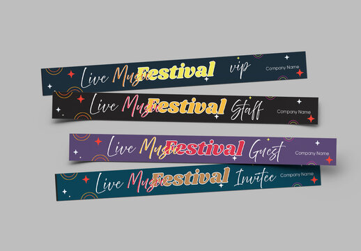 Live Music Wristband Ticket Template for Events