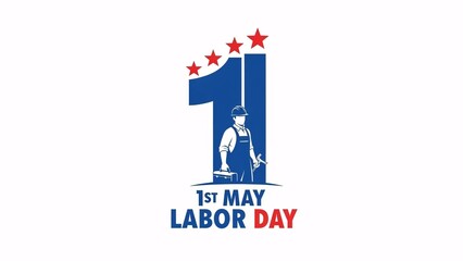 Labor day celebration on may 1st with a worker and stars symbolizing international workers' day with International Workers Day and Holiday and Workers rights