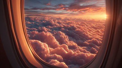 Vertical airplane window view