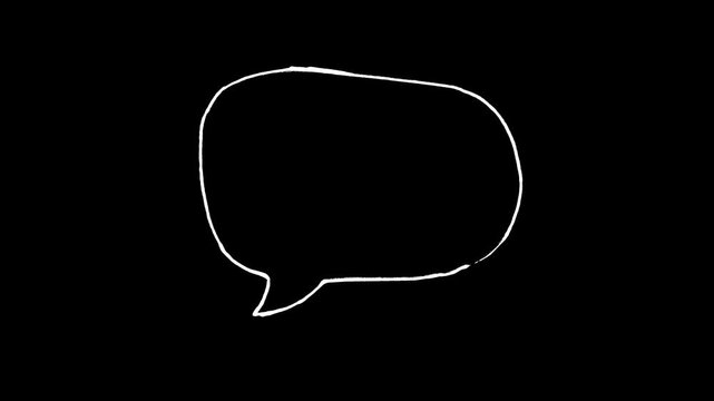 Minimalist sketched dialogue box motion graphic with wiggle line effect, ideal for educational videos, animated presentations, and fun digital message callouts on dark themes.
