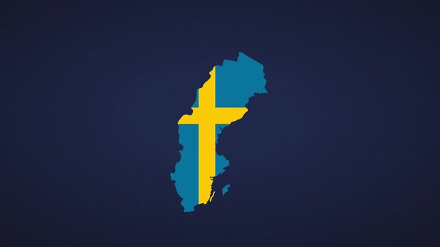 Swedish flag imagery, Blue and yellow Sweden map with silhouette