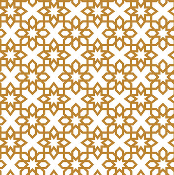 Geometric Pattern in Gold. Elegant Arabesque Seamless Background for Luxury Decoration and Graphic Design.