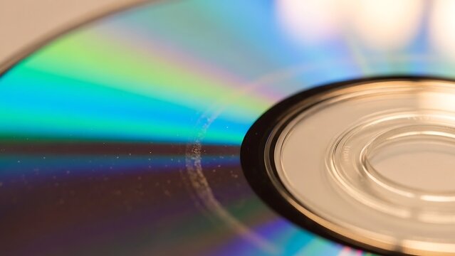 Close-up of shiny compact disc.