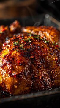 Roasted chicken with herbs and spices