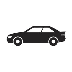 Fototapeta premium Simple black car silhouette icon representing transportation and automotive design concepts
