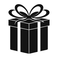 Obraz premium A simple black silhouette of a gift box representing celebration and presents