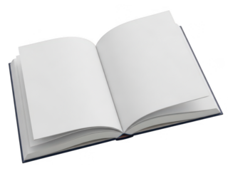 Open book with blank pages isolated on transparent background