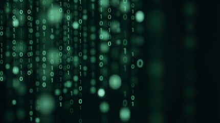 Matrix style green binary code digital rain background