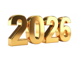 Celebrating the year 2026 isolated on transparent background