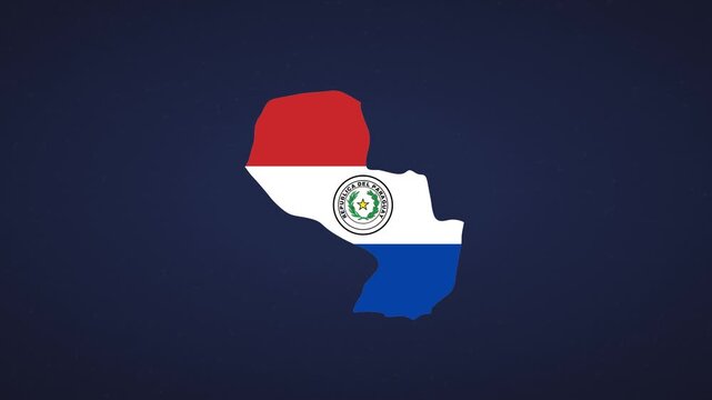 Geography map animation, Animated Paraguay map with symbols and overlays