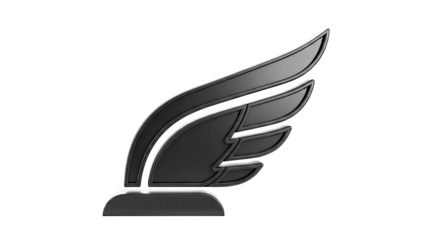 Black Winged Symbol on White Background