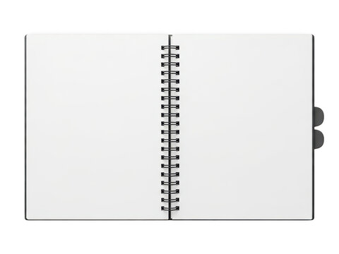 Open spiral notebook with blank pages isolated on transparent background - Powered by Adobe