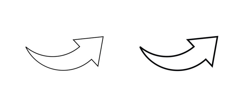 Curved Arrow Outline Icons Set Showing Direction Flow