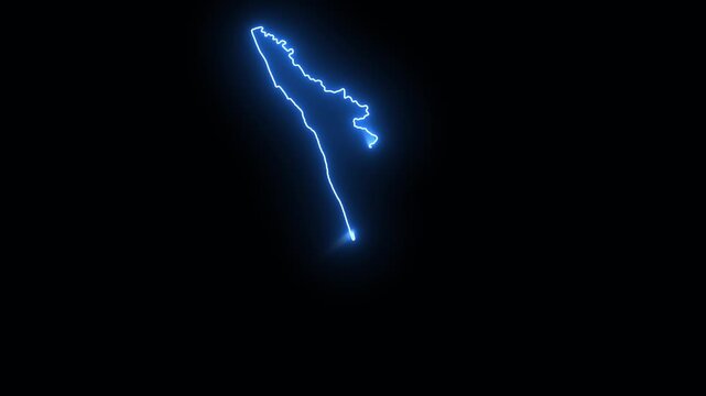 Kerala Malabar India State Territory Glowing Animation Edge Reveal Map 4K Map