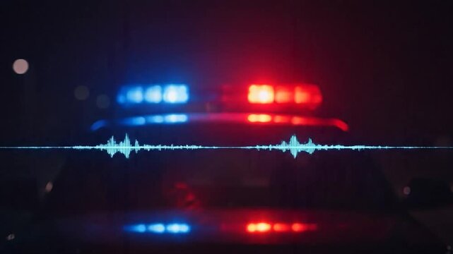 Police Radio Voice Sound Waveform and Strobe Lights