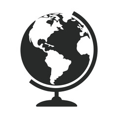 Black silhouette of a globe icon representing a world map symbol © MDZAHANGIR