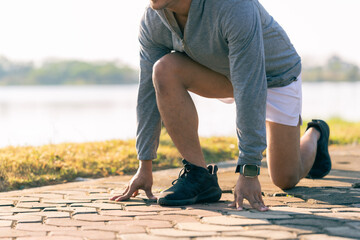 Runners start to begin running as part of a health-focused exercise program.