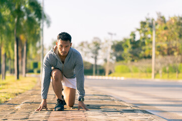 Runners start to begin running as part of a health-focused exercise program.