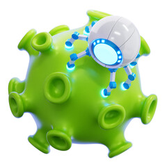 3D Nanobot on Virus Illustration