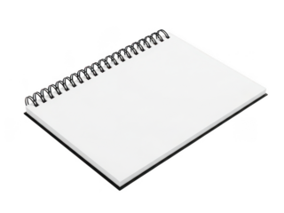 Blank spiral notebook isolated on transparent background