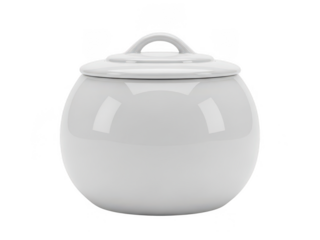 Elegant white ceramic storage jar isolated on transparent background