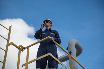 Refinery industry, engineer working in industrial production, oil and gas refinery plant industry factory, Petrochemical plant