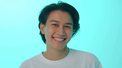 Joyful expressions: series of smiling moments with bright background