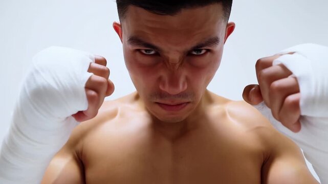 Intense fighter training sequence showcasing focus and determination