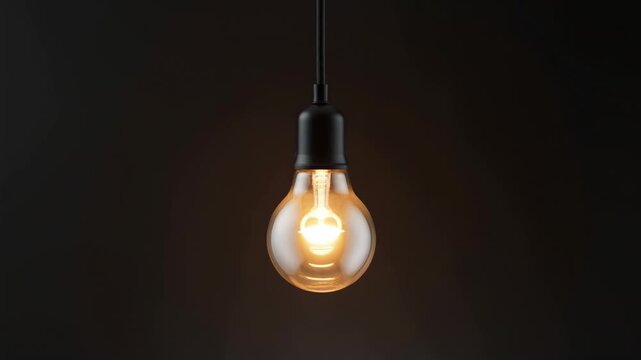 Light bulb igniting: transition from darkness to illumination in three steps