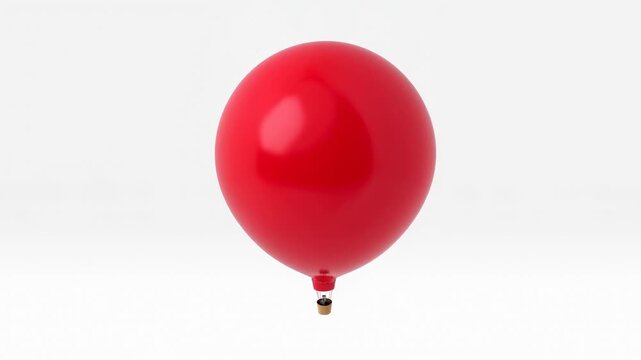 Red balloon gradually inflates against a white background in a timelapse sequence