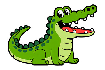 Fototapeta premium Cute green cartoon alligator with an open mouth. Great for children illustrations.