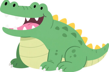 Obraz premium Illustration of a cute, cartoon alligator with a happy expression. Great for children content.