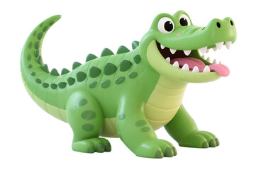 Fototapeta premium Cartoon alligator with pink tongue hanging out and mouth open.