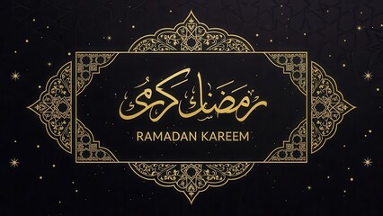 Elegant ramadan kareem greeting card with golden arabic calligraphy