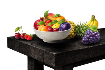 Fresh fruit bowl on white background
