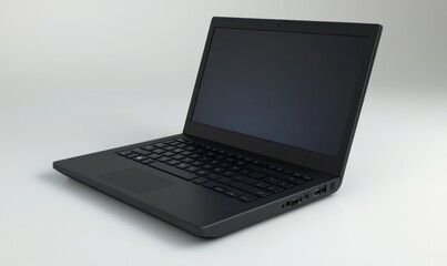 Sleek black laptop computer for business technology and modern workstation