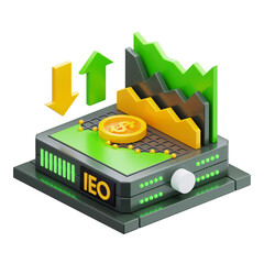 3D IEO Cryptocurrency Investment Illustration