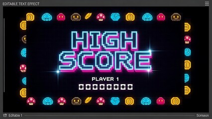 Retro High Score Video Game Screen.