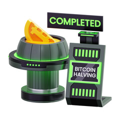 3D Bitcoin Halving Machine Illustration