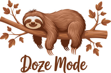 Obraz premium Cute Sleeping Sloth on a Tree Branch with 