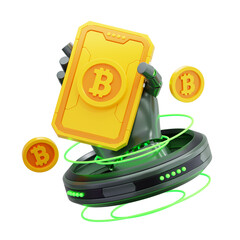 3D Bitcoin Mobile Phone Cryptocurrency Transaction Illustration