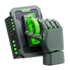 3D Robot Hand Using ATM Machine Illustration