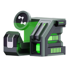 3D Futuristic Cryptocurrency Mining Rig Illustration