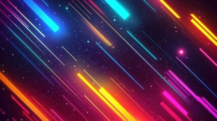 Vibrant streaks of light illuminate the dark space with dynamic motion and colorful energy