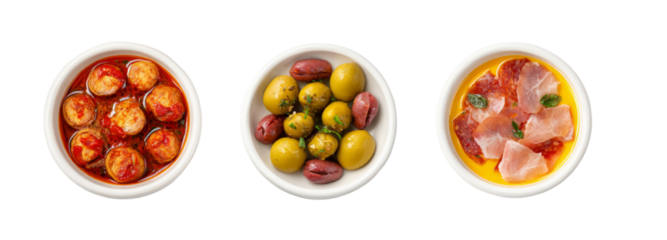 Delicious spanish tapas selection transparent background food photography