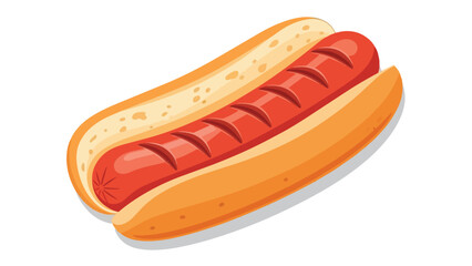 A vibrant illustration presents a classic grilled frankfurter nestled in a soft golden bun, ready for enjoyment. This iconic American fast food item