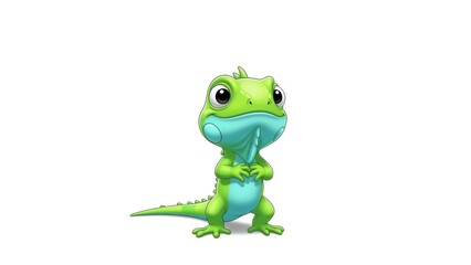 Obraz premium Cute Green Cartoon Lizard Illustration