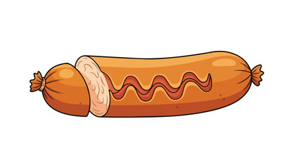 A vibrant illustration of a sliced sausage with a classic wavy topping, perfect for culinary and food-related designs, featuring detailed textures