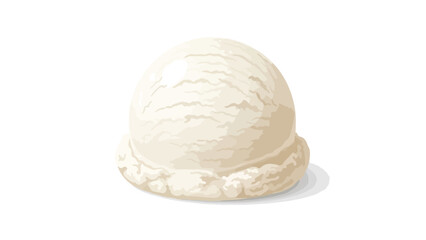 A pristine, perfectly spherical scoop of classic vanilla ice cream, capturing the essence of creamy sweetness, isolated against a brilliant white