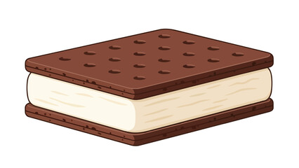 A delightful illustrated classic frozen dessert, featuring creamy vanilla ice cream nestled between two dark chocolate wafers, perfect for a sweet
